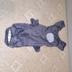 An XL Dog Hoodie Sweater in gray,  soft brushed cotton. With ears and legs.